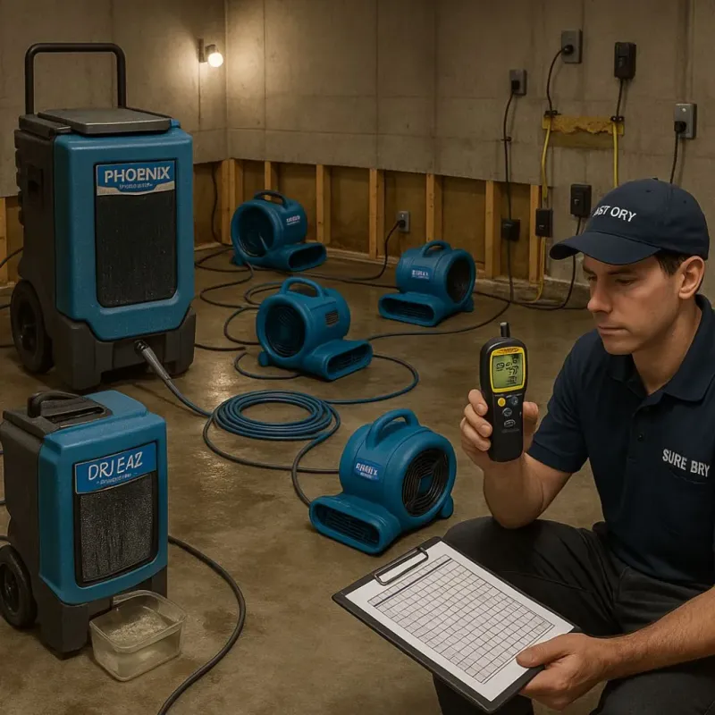 Structural Drying and Dehumidification process in Southern Shops, SC